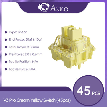 Akko V3 Cream Yellow Pro Switch 5 Pin 50gf Linear With Stable
