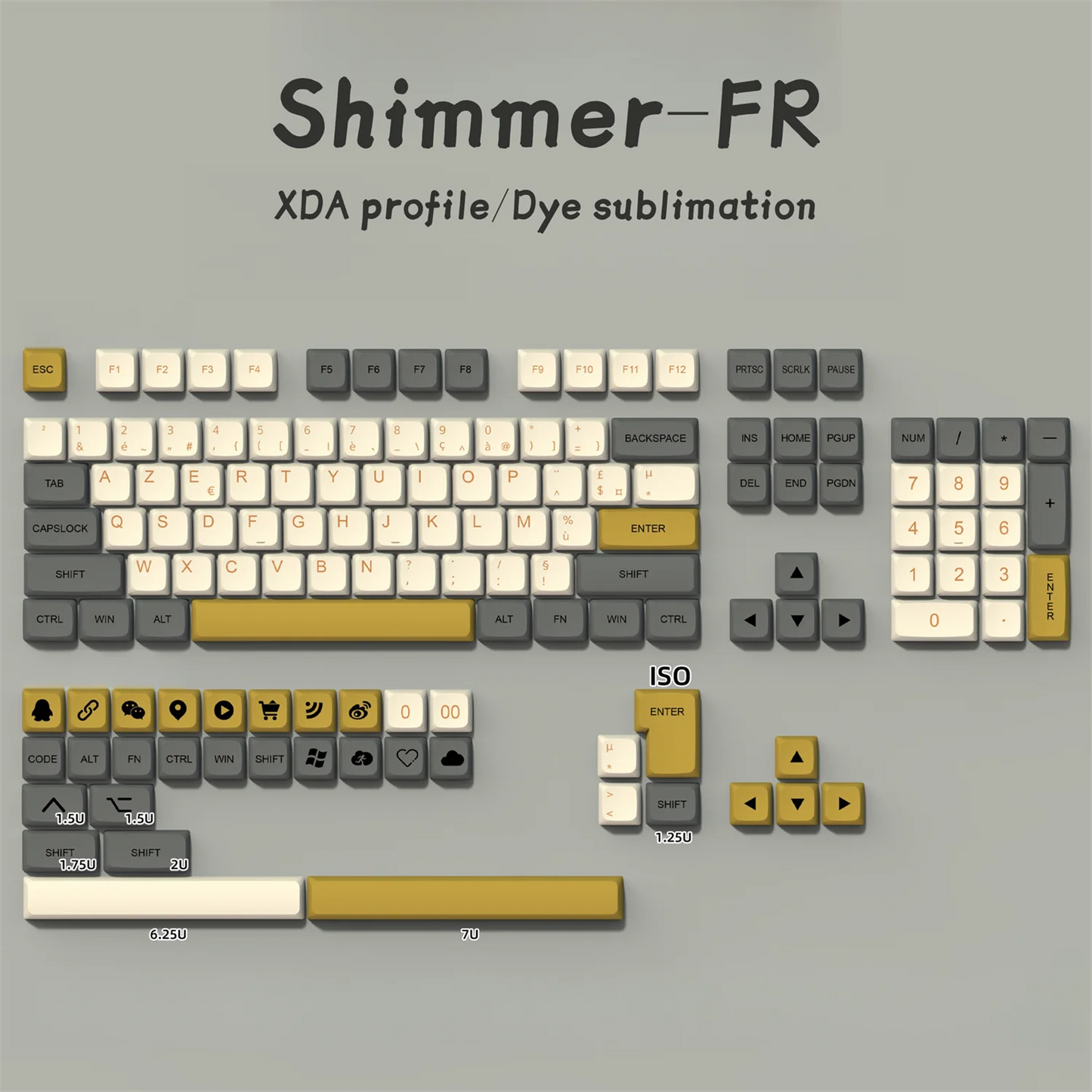 FR Keycaps PBT XDA Keycap For Cherry MX Switch Gaming Mechanical