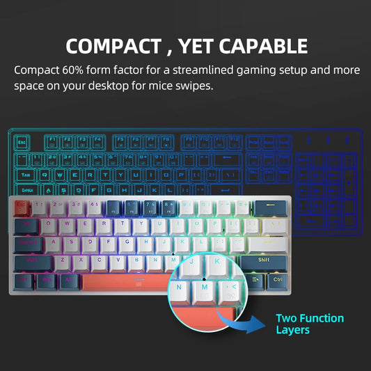 Machenike K500-B61 Mini Mechanical Keybaord 60% Form Factor 61Keys