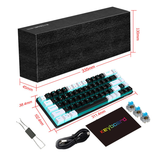 68 Keys Mechanical Keyboard Ergonomics RGB Backlit LED Hot Swappable