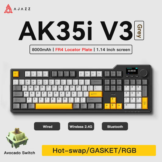 NEW Ajazz AK35I V3 MAX Tri-mode Wired Bluetooth Wireless Gaming