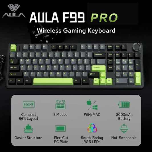 AULA F99PRO Gaming Mechanical Keyboard 99 Key Three Mode Wireless Hot