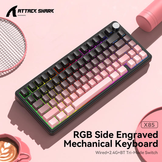 Attack Shark X85 2.4G Wireless Mechanical Keyboard,Bluetooth Tri-mode,