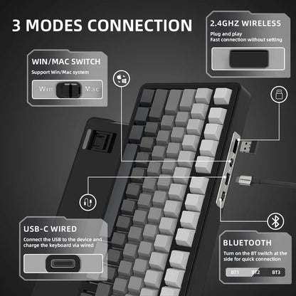 Attack Shark X85 2.4G Wireless Mechanical Keyboard,Bluetooth Tri-mode,