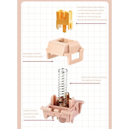 Outemu Peach/Lemon V2 Switch Lubed Update Silent Switches Mechanical