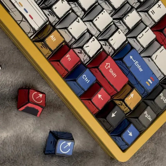 Comic Style Colorful Mixed Light Keycaps Original Factory Height 136