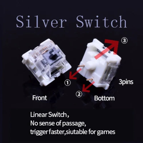 Outemu Switch for Keyboard 3Pin Dustproof Linear Tactile Clicky Silent