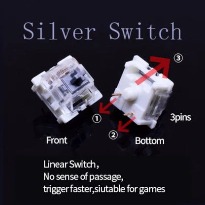 Outemu Switch for Keyboard 3Pin Dustproof Linear Tactile Clicky Silent