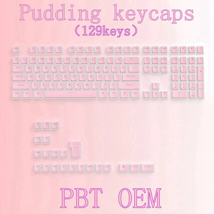 129Keys Keyboard Keycap OEM Profile PBT Material Key Cap for Mx Hot