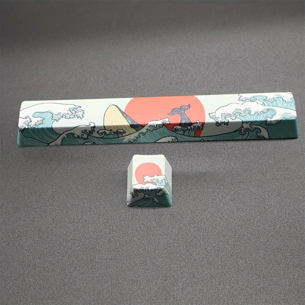 2 Pcs Esc + Space Bar Coral Sea Keycap OEM Height Pbt Cherry Sub -