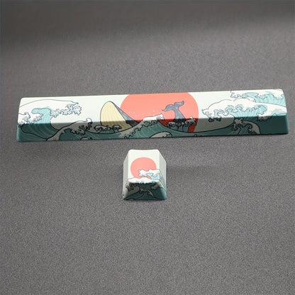 2 Pcs Esc + Space Bar Coral Sea Keycap OEM Height Pbt Cherry Sub -