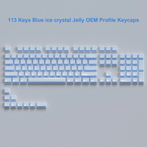 113 Key Jelly Round Side Keycaps Ice Crystal Translucent Pink OEM