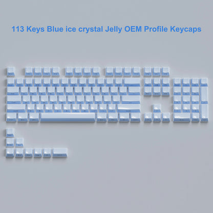 113 Key Jelly Round Side Keycaps Ice Crystal Translucent Pink OEM