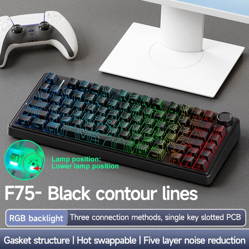AULA F75 2.4G Wireless/Bluetooth/Wired Gaming Mechanical Keyboard RGB