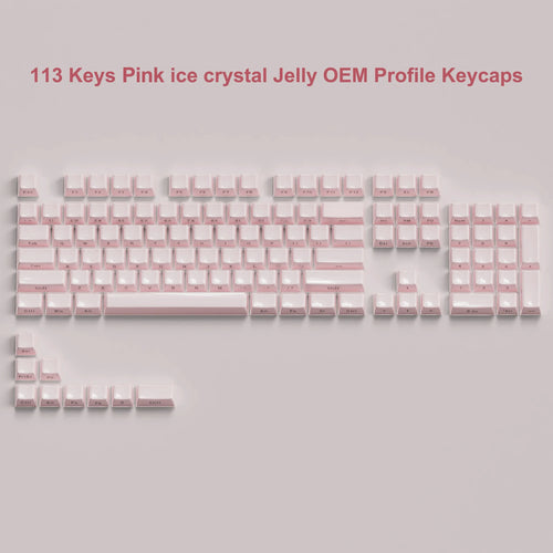 113 Key Jelly Round Side Keycaps Ice Crystal Translucent Pink OEM