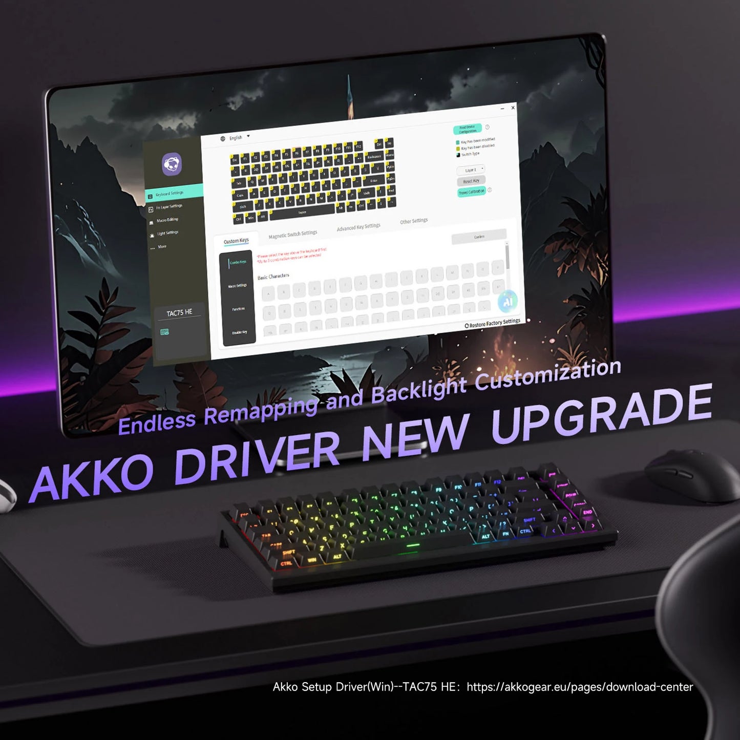 AKKO TAC75 HE Magnetic Switch Keyboard 75% Gaming Keyboards Rapid