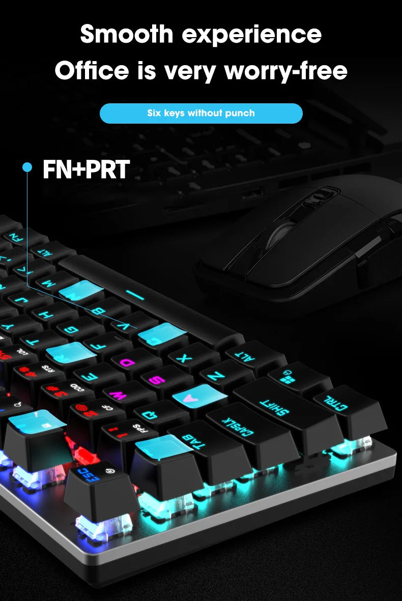 GK410 104 Keys Metal Panel Mechanical Keyboard RGB Light green black