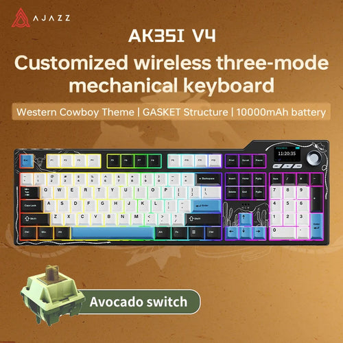 NEW Ajazz AK35I V3 MAX Tri-mode Wired Bluetooth Wireless Gaming