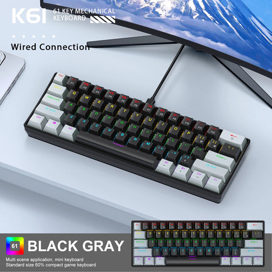 APAYADO K61 60% Mini Wired Gaming Mechanical Keyboard Phantom RGB, 61