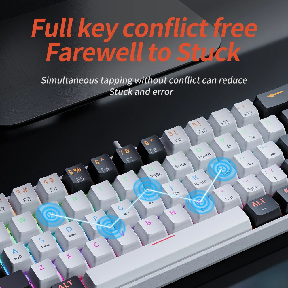 MUCAI MK61 USB Gaming Mechanical Keyboard Red Switch RGB Backlit Hot