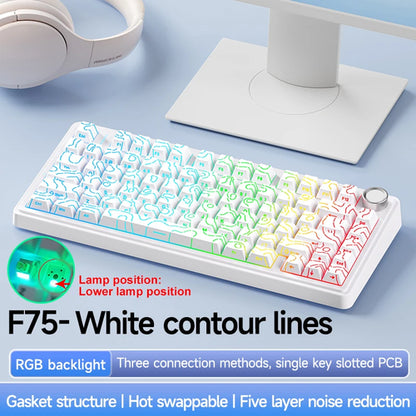 AULA F75 2.4G Wireless/Bluetooth/Wired Gaming Mechanical Keyboard RGB