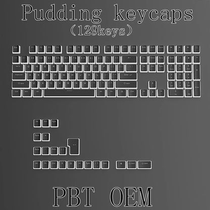129Keys Keyboard Keycap OEM Profile PBT Material Key Cap for Mx Hot