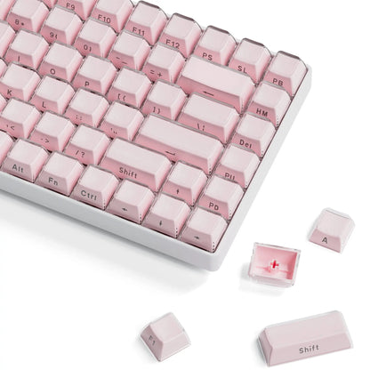 113 Key Jelly Round Side Keycaps Ice Crystal Translucent Pink OEM