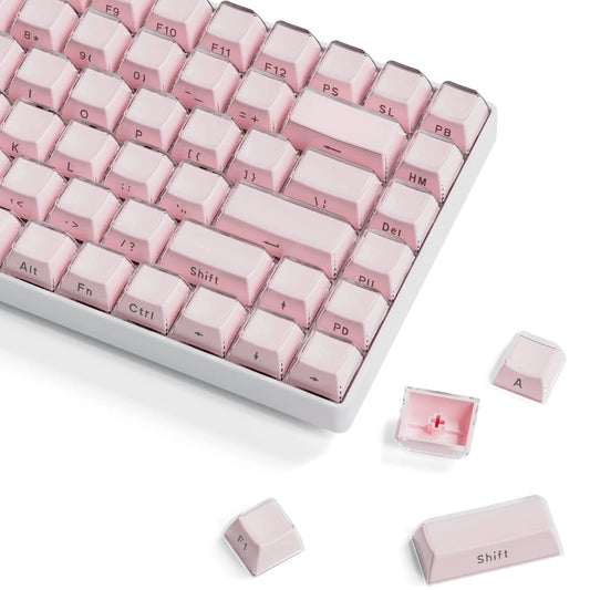 113 Key Jelly Round Side Keycaps Ice Crystal Translucent Pink OEM