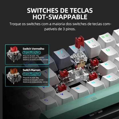 Machenike K500-B61 Mini Mechanical Keyboard 60% ABNT2 Layout RGB