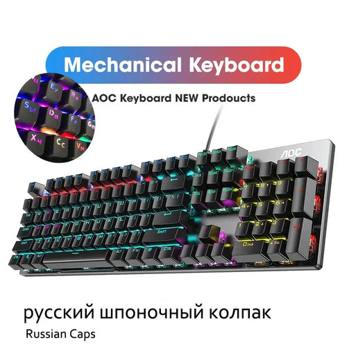 GK410 104 Keys Metal Panel Mechanical Keyboard RGB Light green black