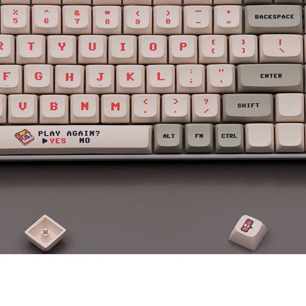 138 Keys Anime Retro Red And White Machine Keycaps