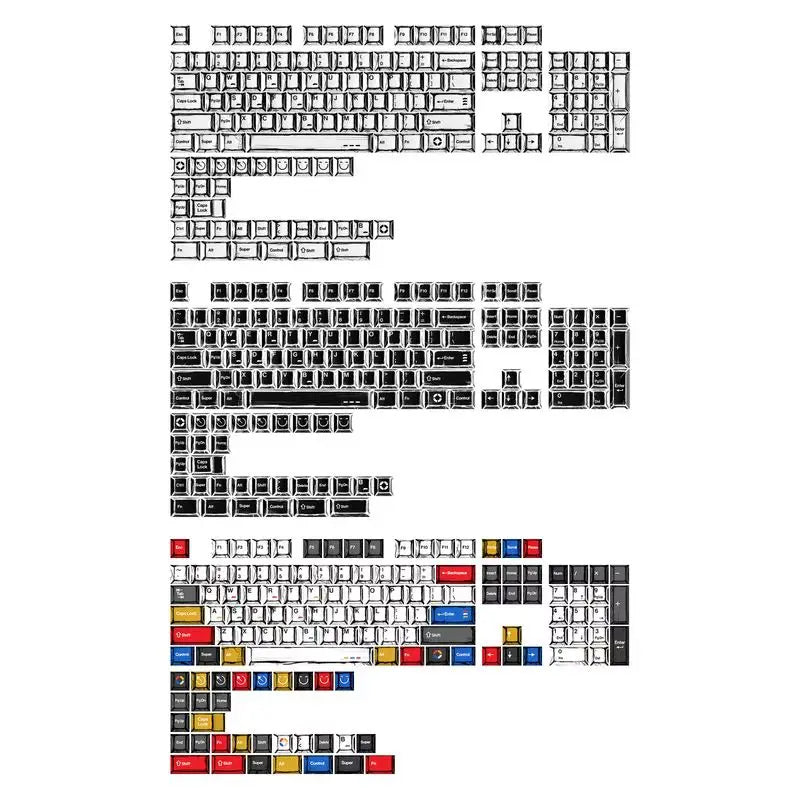 Comic Style Colorful Mixed Light Keycaps Original Factory Height 136