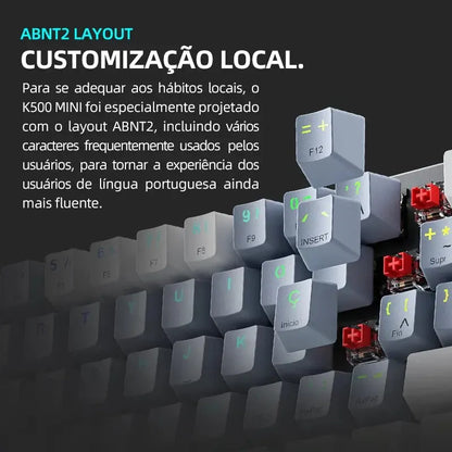 Machenike K500-B61 Mini Mechanical Keyboard 60% ABNT2 Layout RGB