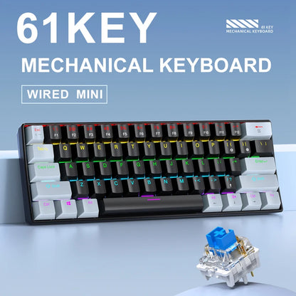 K61 Wired Portable Mechanical Keyboard, Phantom RGB Colorful,