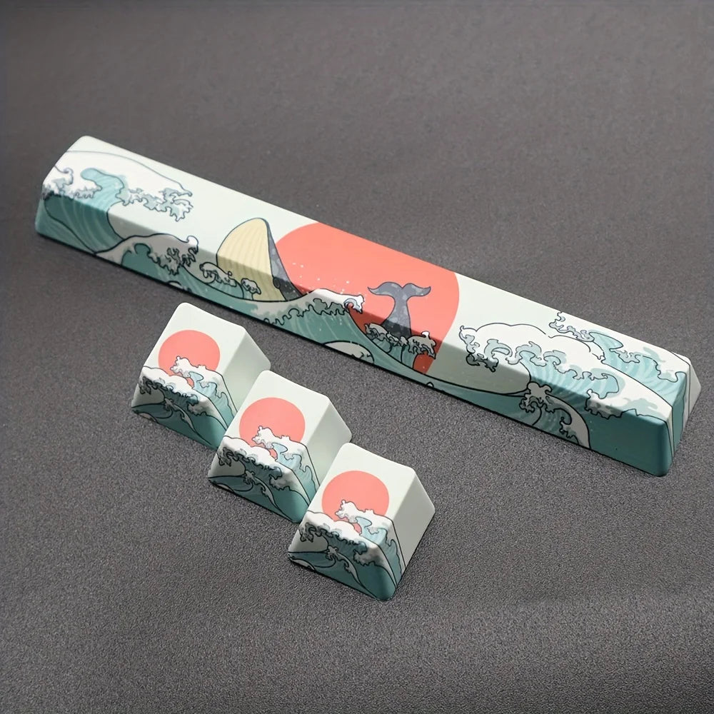 2 Pcs Esc + Space Bar Coral Sea Keycap OEM Height Pbt Cherry Sub -