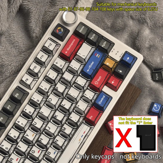 Comic Style Colorful Mixed Light Keycaps Original Factory Height 136