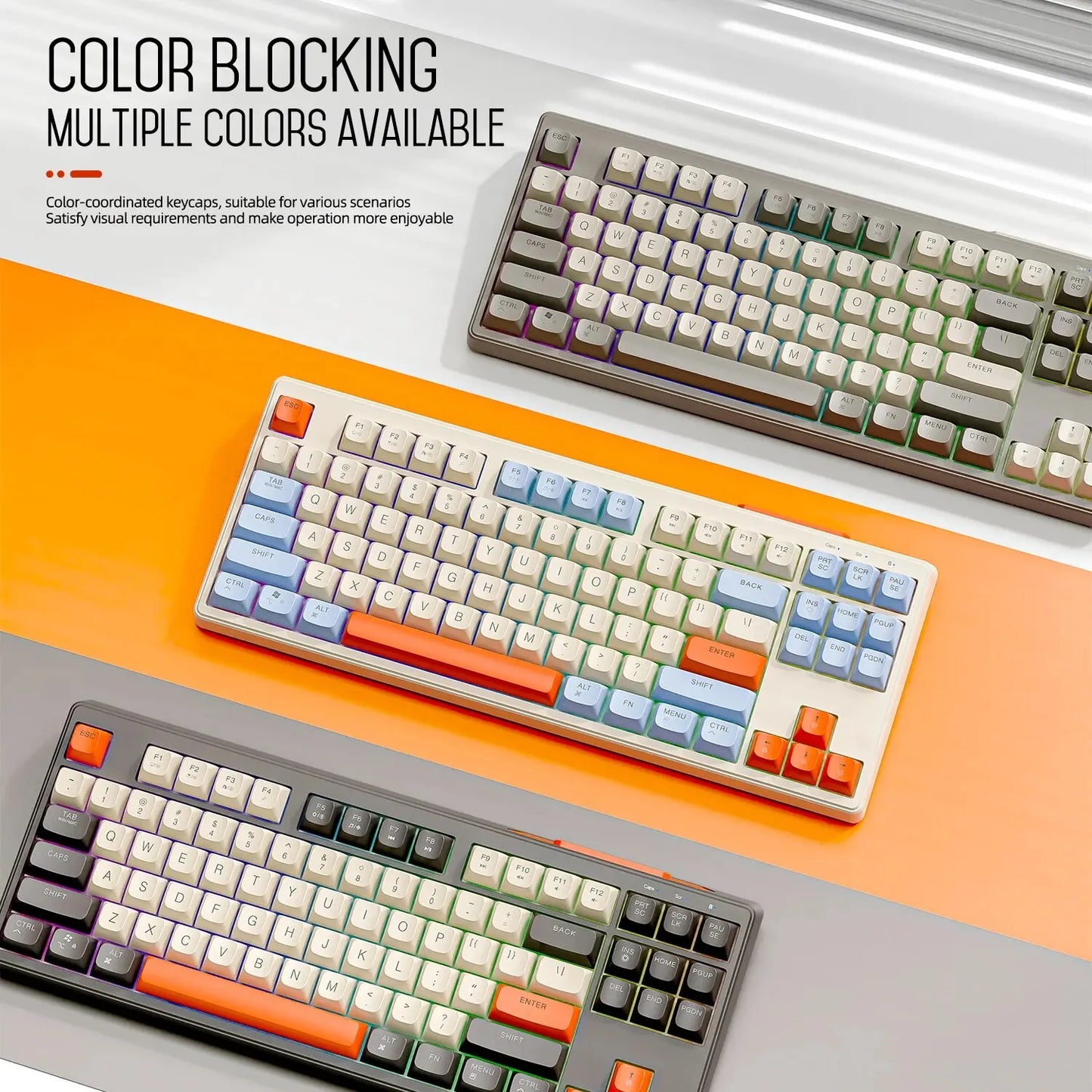 M87 Gaming Keyboard with Dual Mode Bluetooth 5.0 2.4Ghz Keyboard