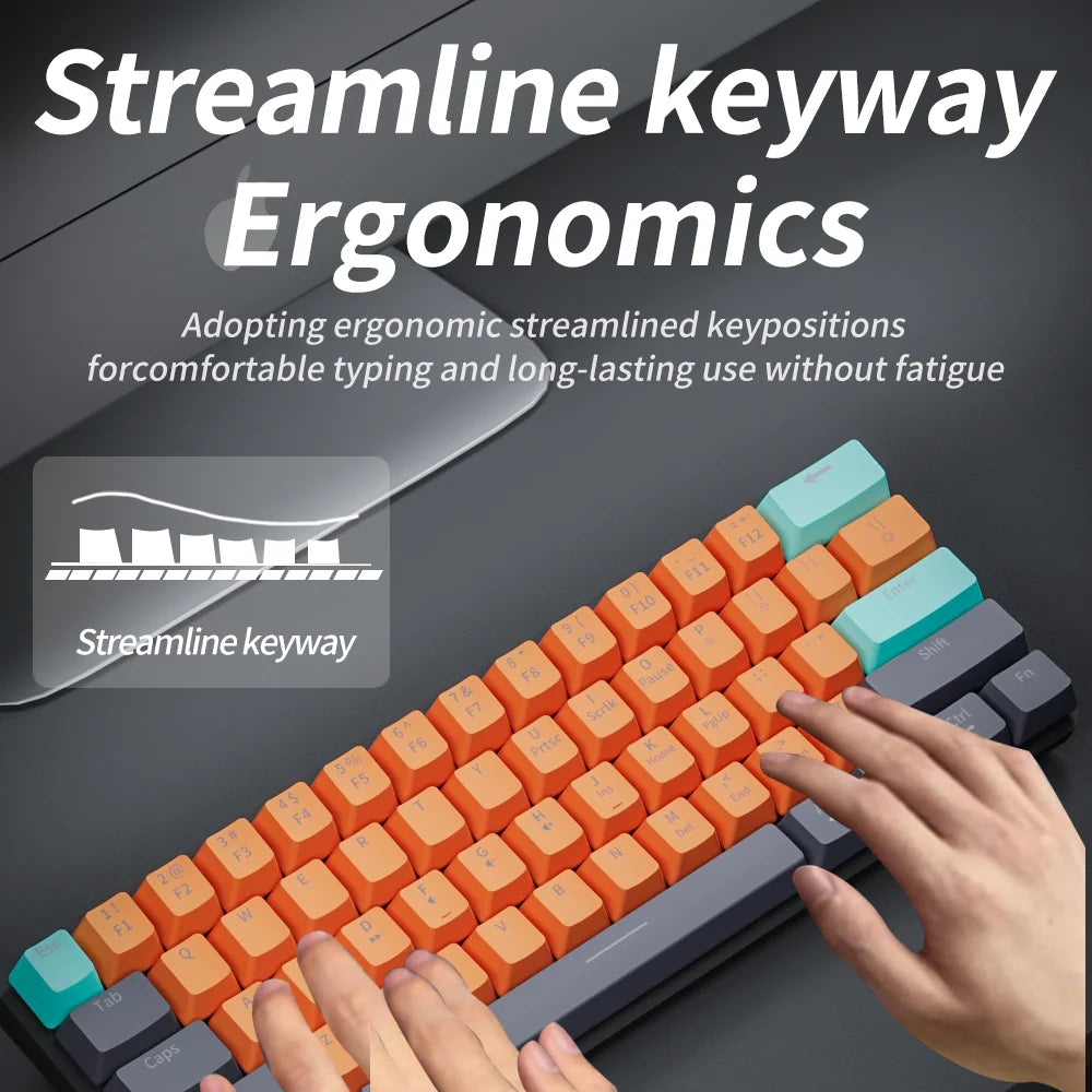 MUCAI MKA610 USB Mini Mechanical Gaming Wired Keyboard Red Switch 61