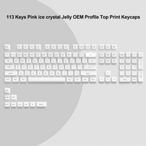 113 Key Jelly Round Side Keycaps Ice Crystal Translucent Pink OEM