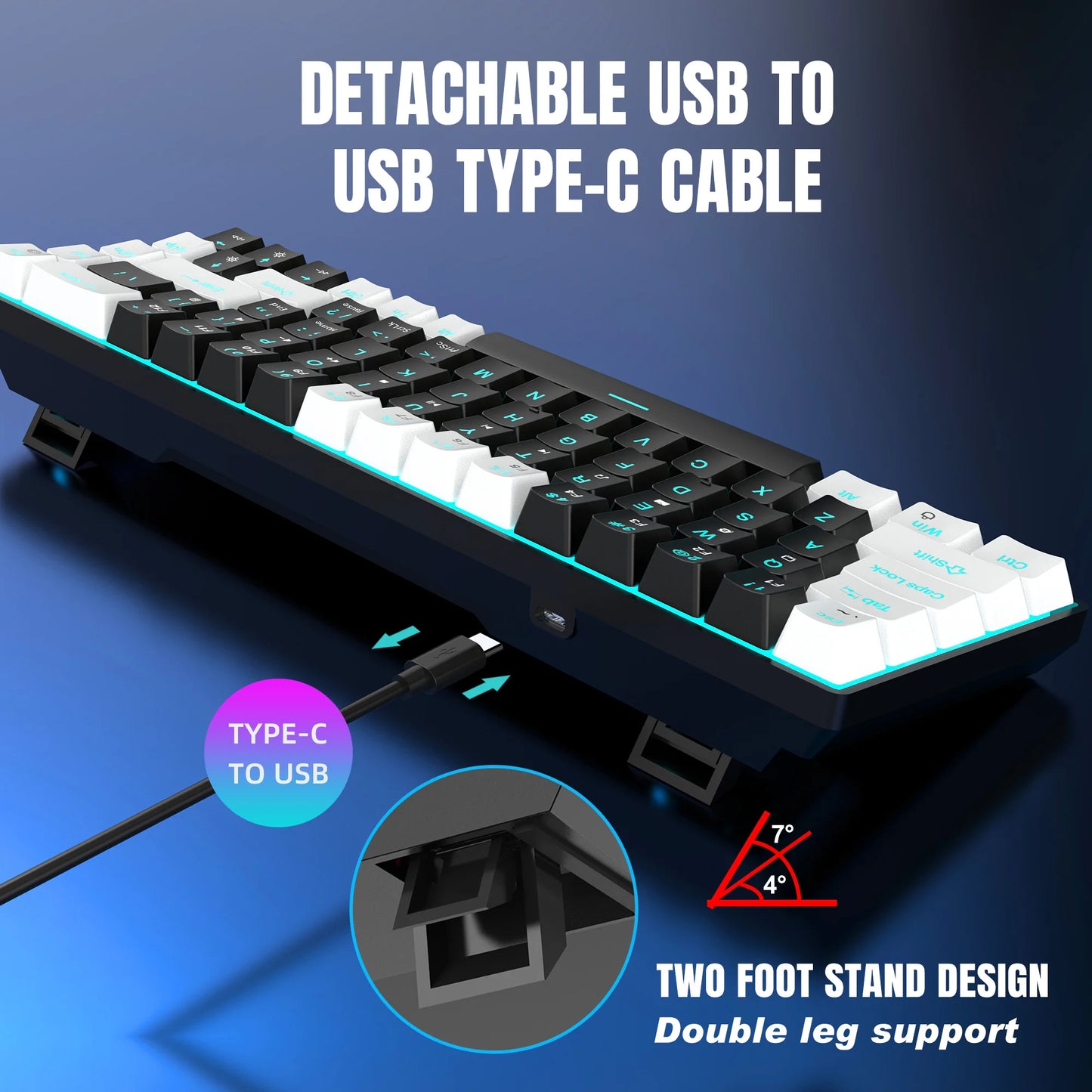 68 Keys Mechanical Keyboard Ergonomics RGB Backlit LED Hot Swappable