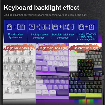 E-YOOSO Z94 USB Mechanical Gaming Keyboard Wired Monochrome Backlit 94
