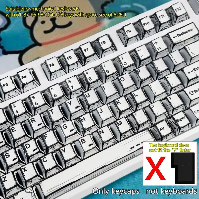 Comic Style Colorful Mixed Light Keycaps Original Factory Height 136
