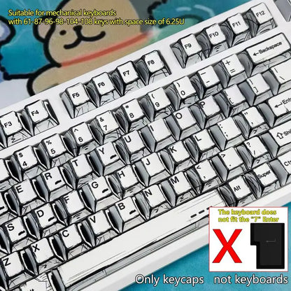 Comic Style Colorful Mixed Light Keycaps Original Factory Height 136