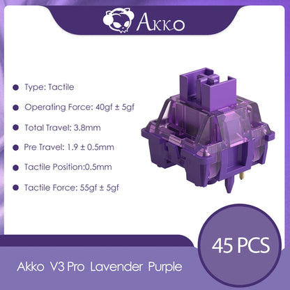 Akko V3 Pro Lavender Purple Switches 5 Pin 40gf Tactile Switch With