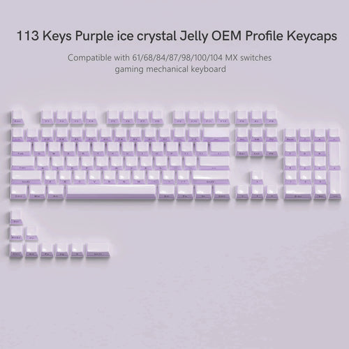 113 Key Jelly Round Side Keycaps Ice Crystal Translucent Pink OEM
