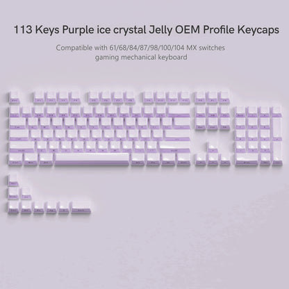 113 Key Jelly Round Side Keycaps Ice Crystal Translucent Pink OEM