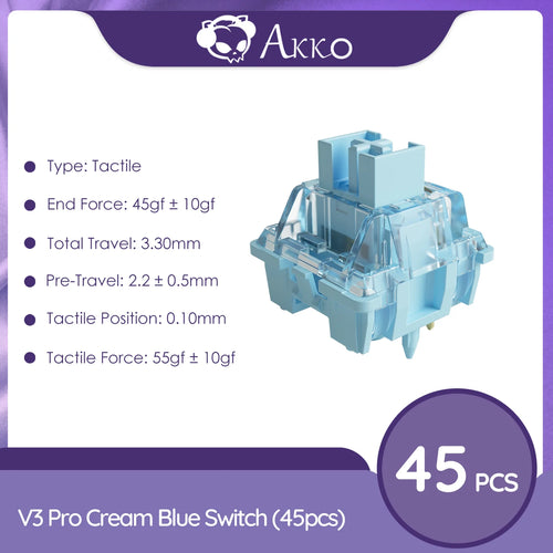 Akko V3 Pro Cream Blue Switch 5 Pin 45gf Tactile Switch With Dustproof