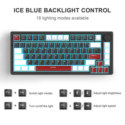 MageGee 75% Mechanical Gaming Keyboard with Knob Control, Blue Backlit